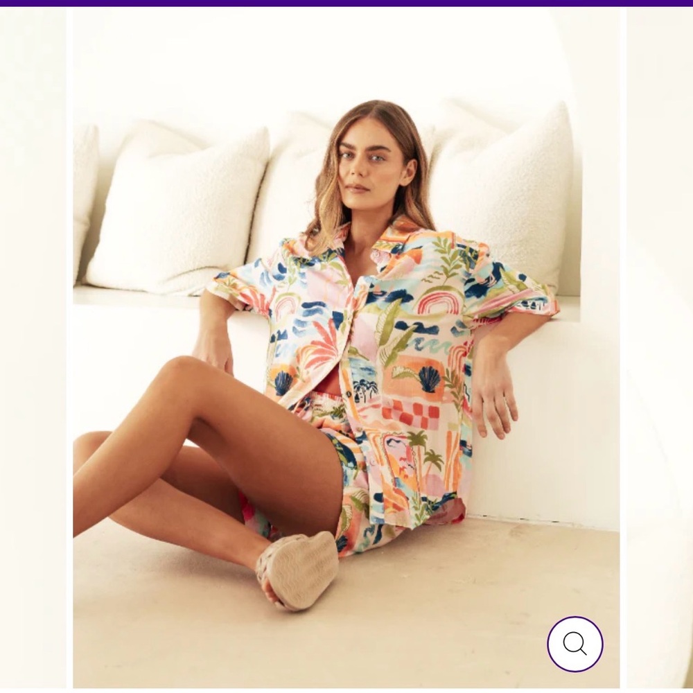 Label of love Colorful Tropical Print swim coverup shirt